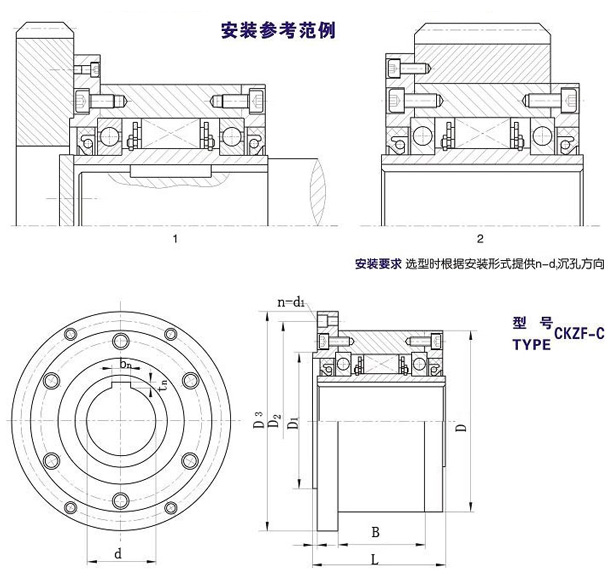 CKZF-C楔塊式超越離合器型號 CKZF-C楔塊式超越離合器型號